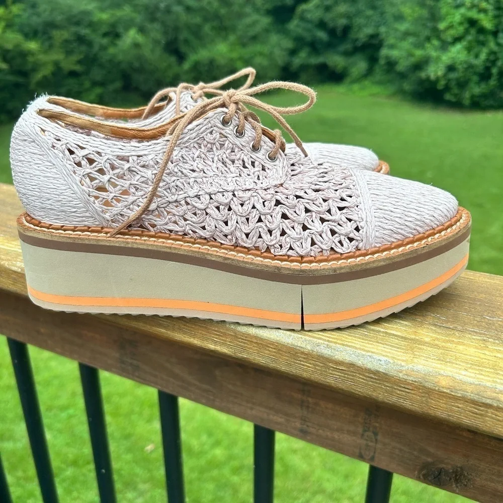 Clergerie Borril raffia platforms pale pink